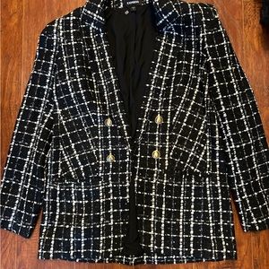 Express black and white blazer with sequins